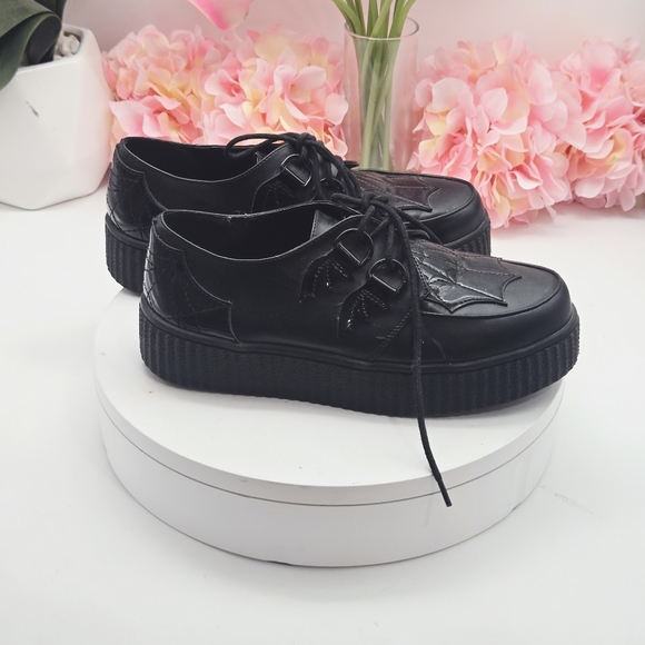 StrangeCvlt- Krypt Web Black Tie On Shoes Sz 8 - Picture 8 of 16